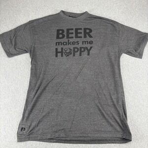 J America Pop Top T-Shirt Mens XL Beer Makes Me Hoppy Gray Graphic Bottle opener